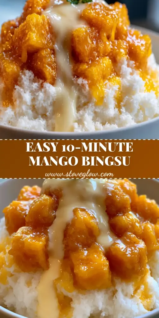 A handheld smartphone photo of Mango Bingsu featuring fluffy milk ice, vibrant honey mango cubes, and a thick condensed milk drizzle in a white bowl. (mango bingsu)